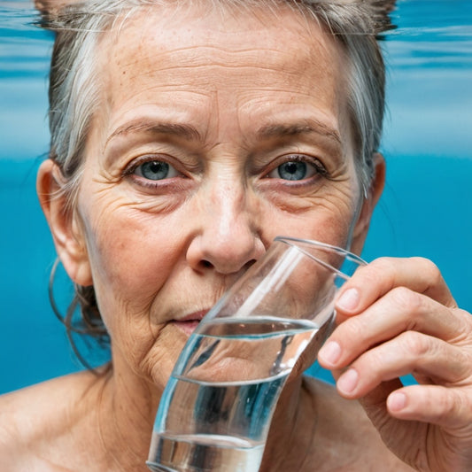 Old lady with glass of water